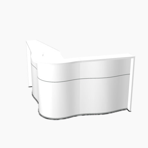 Wave Modern Design Curved Reception Desk with White Counter Top & High Gloss White Front W1810xD1810xH1103mm