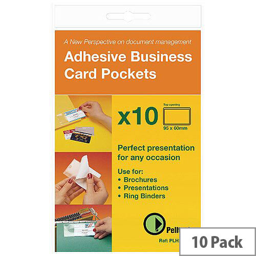 Pelltech Business Card Pocket 60x95mm Open Side Pk 10 PLH25510