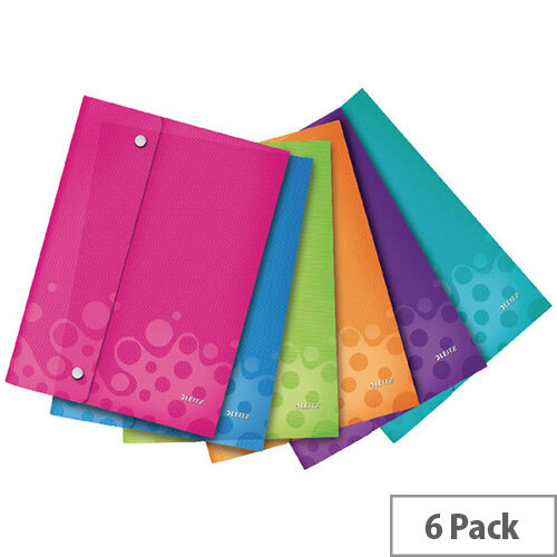 Leitz WOW A4 Polypropylene Wallet Folder Assorted Pack of 6 44690099 Leitz WOW A4 Polypropylene Wallet Folder Assorted Pack of 6 44690099