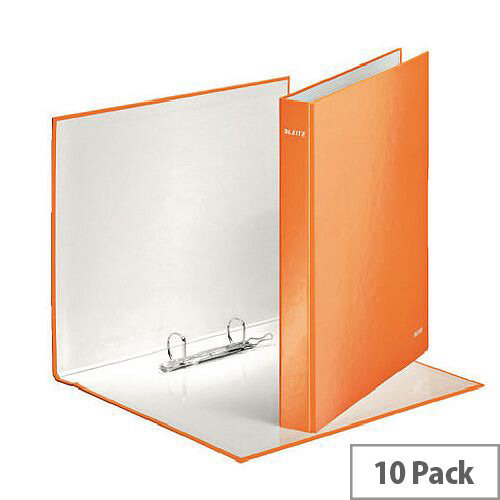 Leitz WOW A4 Plus 25mm 2 D-Ring Binder Orange Pack of 10 42410044 Leitz WOW A4 Plus 25mm 2 D-Ring Binder Orange Pack of 10 42410044