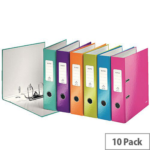 Leitz Wow Lever Arch File A4 50mm Assorted Pack of 10 10060099