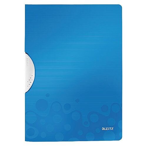 Leitz WOW A4 ColorClip Polypropylene File Blue Metallic Pack of 10 41850036 Leitz WOW A4 ColorClip Polypropylene File Blue Metallic Pack of 10 41850036