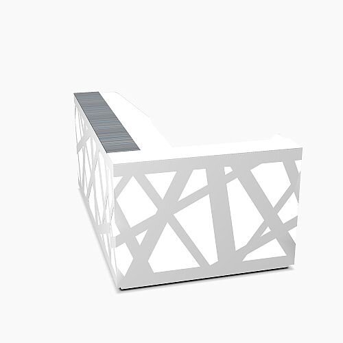 Zig Zag Modern Design Illuminated Solid Surface L-Shaped White Reception Desk W2480mmxD1600mmxH1146mm