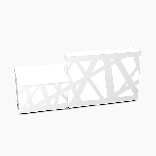 Zig Zag Modern Design Illuminated Solid Surface Straight White Reception Desk with Left Low Level Section W2600mmxD1180mmxH1146mm