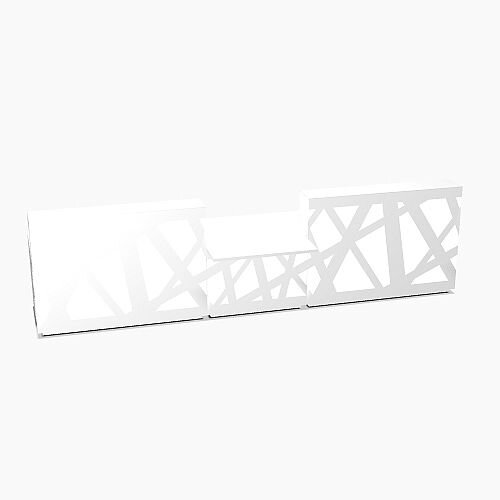 Zig Zag Modern Design Illuminated Solid Surface Straight White Reception Desk with Central Low Level Section W4200mmxD1180mmxH1146mm