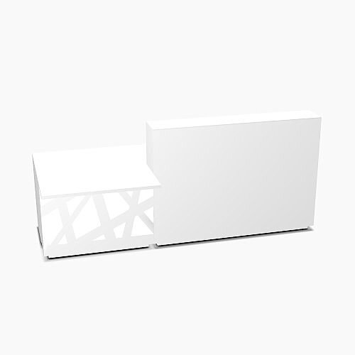 Zig Zag Modern Design Solid Surface Straight White Reception Desk with Right Low Level Section W2600mmxD1180mmxH1146mm