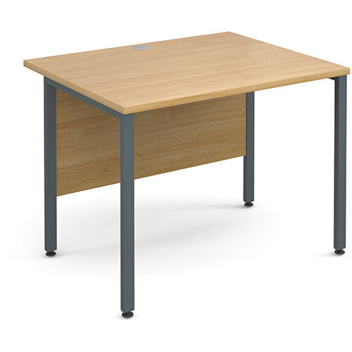 Maestro 25 GL straight desk 1000mm x 800mm - graphite H-Frame, oak top