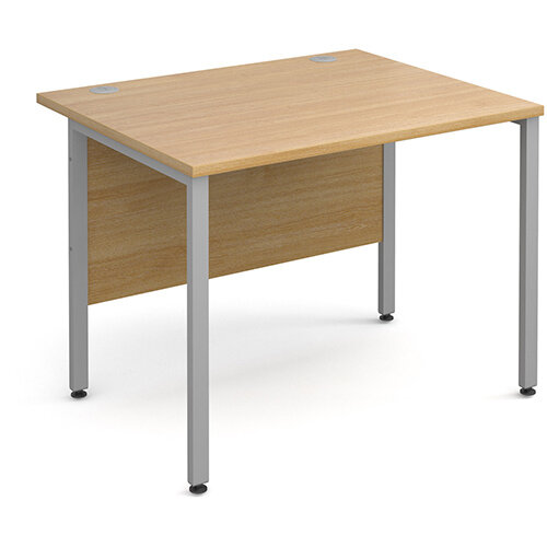 Maestro 25 SL straight desk 1000mm x 800mm - silver H-Frame, oak top