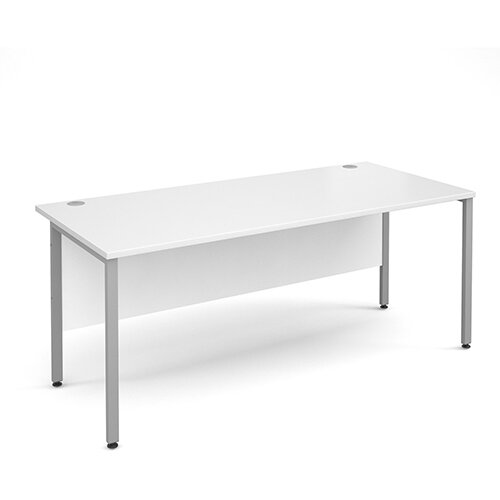Maestro 25 SL straight desk 1800mm x 800mm - silver H-Frame, white top Maestro 25 SL straight desk 1800mm x 800mm - silver H-Frame, white top