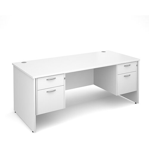 Maestro 25 PL straight desk with 2 and 2 drawer pedestals 1800mm - white panel leg design