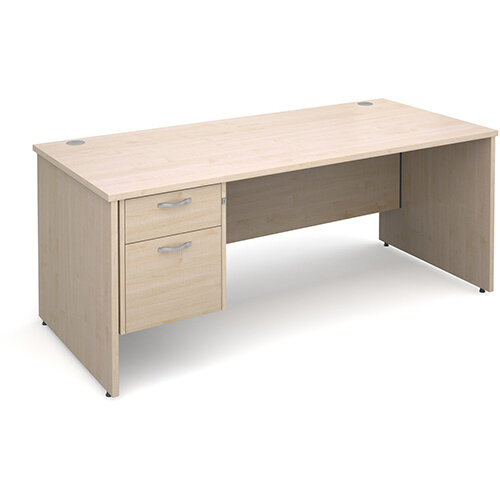 Maestro 25 PL straight desk with 2 drawer pedestal 1800mm - maple panel leg design Maestro 25 PL straight desk with 2 drawer pedestal 1800mm - maple panel leg design