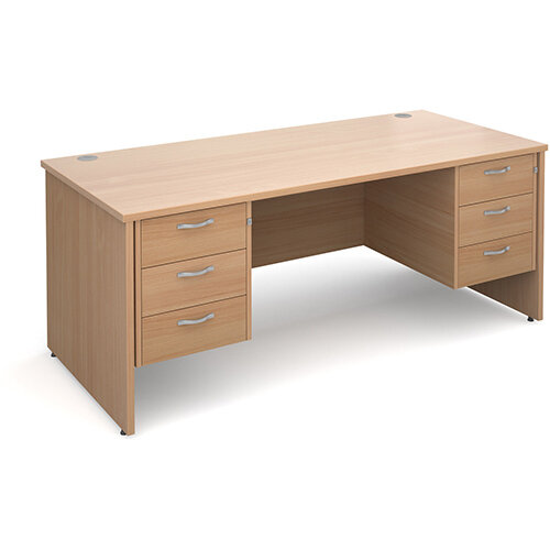 Maestro 25 PL straight desk with 3 and 3 drawer pedestals 1800mm - beech panel leg design Maestro 25 PL straight desk with 3 and 3 drawer pedestals 1800mm - beech panel leg design