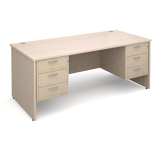 Maestro 25 PL straight desk with 3 and 3 drawer pedestals 1800mm - maple panel leg design Maestro 25 PL straight desk with 3 and 3 drawer pedestals 1800mm - maple panel leg design