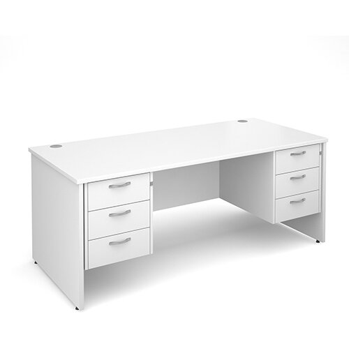 Maestro 25 PL straight desk with 3 and 3 drawer pedestals 1800mm - white panel leg design Maestro 25 PL straight desk with 3 and 3 drawer pedestals 1800mm - white panel leg design