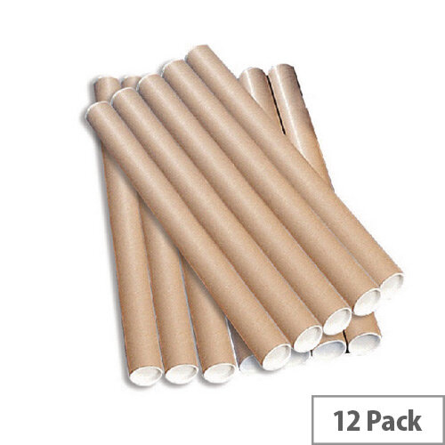 Brown Kraft 760x76mm Cardboard Postal Tubes Pack of 12