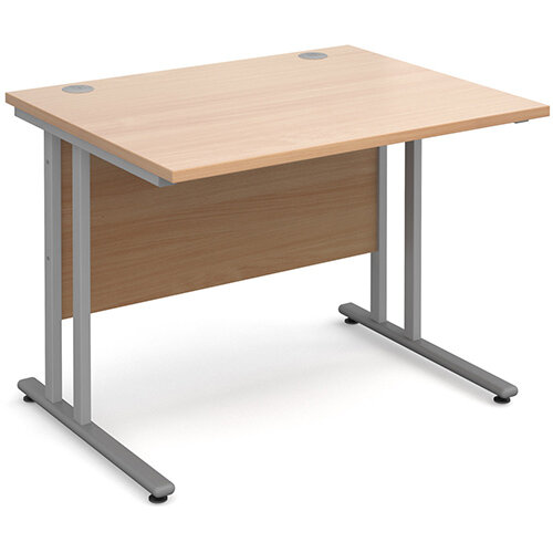 Maestro 25 SL straight desk 1000mm x 800mm - silver cantilever frame, beech top Maestro 25 SL straight desk 1000mm x 800mm - silver cantilever frame, beech top