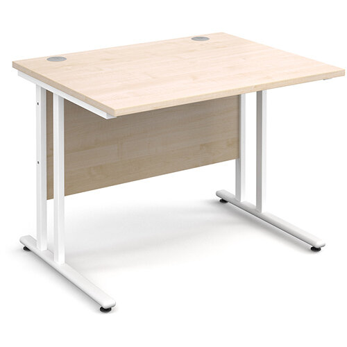 Maestro 25 WL straight desk 1000mm x 800mm - white cantilever frame, maple top Maestro 25 WL straight desk 1000mm x 800mm - white cantilever frame, maple top