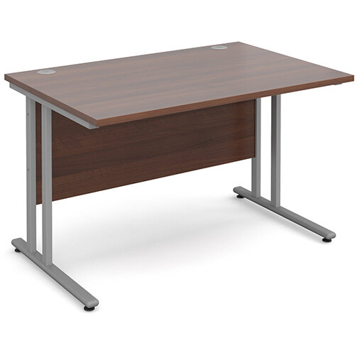 Maestro 25 SL straight desk 1200mm x 800mm - silver cantilever frame, walnut top