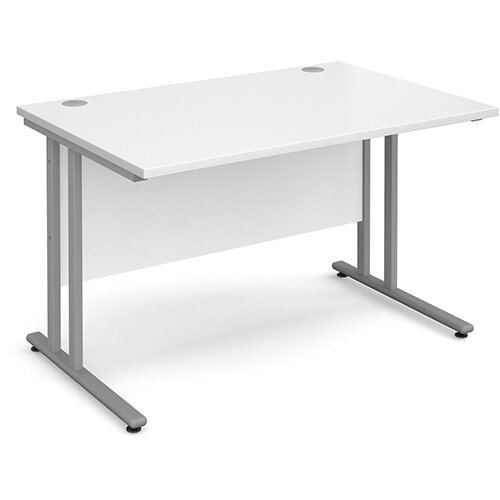 Maestro 25 SL straight desk 1200mm x 800mm - silver cantilever frame, white top Maestro 25 SL straight desk 1200mm x 800mm - silver cantilever frame, white top