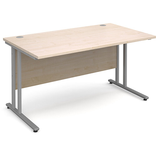 Maestro 25 SL straight desk 1400mm x 800mm - silver cantilever frame, maple top Maestro 25 SL straight desk 1400mm x 800mm - silver cantilever frame, maple top