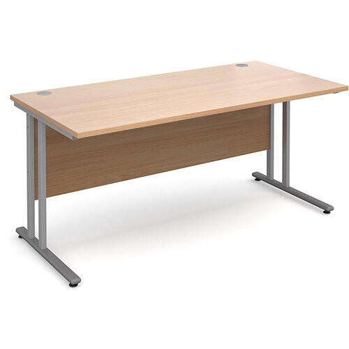 Maestro 25 SL straight desk 1600mm x 800mm - silver cantilever frame, beech top Maestro 25 SL straight desk 1600mm x 800mm - silver cantilever frame, beech top