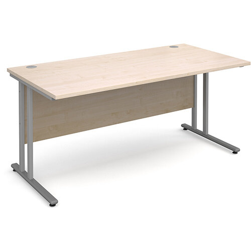 Maestro 25 SL straight desk 1600mm x 800mm - silver cantilever frame, maple top Maestro 25 SL straight desk 1600mm x 800mm - silver cantilever frame, maple top