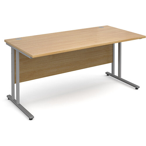 Maestro 25 SL straight desk 1600mm x 800mm - silver cantilever frame, oak top