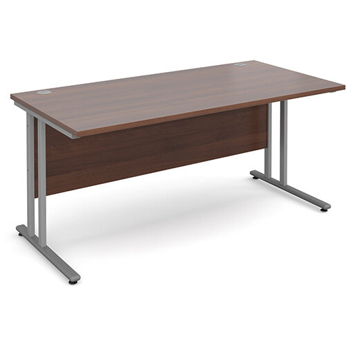 Maestro 25 SL straight desk 1600mm x 800mm - silver cantilever frame, walnut top Maestro 25 SL straight desk 1600mm x 800mm - silver cantilever frame, walnut top