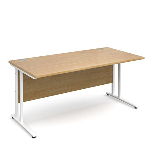 Maestro 25 WL straight desk 1600mm x 800mm - white cantilever frame, oak top Maestro 25 WL straight desk 1600mm x 800mm - white cantilever frame, oak top