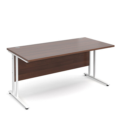 Maestro 25 WL straight desk 1600mm x 800mm - white cantilever frame, walnut top Maestro 25 WL straight desk 1600mm x 800mm - white cantilever frame, walnut top