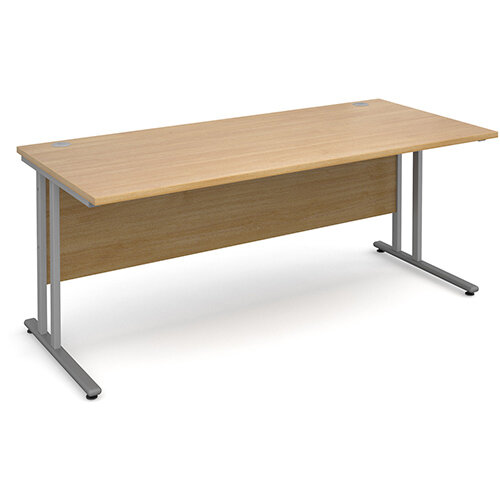 Maestro 25 SL straight desk 1800mm x 800mm - silver cantilever frame, oak top