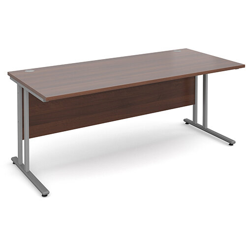 Maestro 25 SL straight desk 1800mm x 800mm - silver cantilever frame, walnut top Maestro 25 SL straight desk 1800mm x 800mm - silver cantilever frame, walnut top