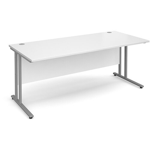 Maestro 25 SL straight desk 1800mm x 800mm - silver cantilever frame, white top Maestro 25 SL straight desk 1800mm x 800mm - silver cantilever frame, white top