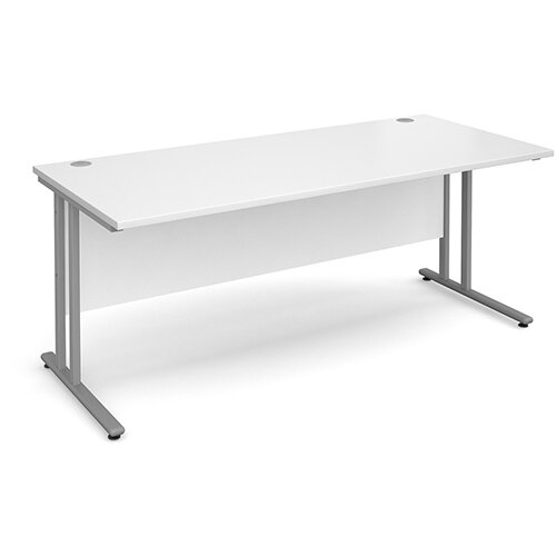 Maestro 25 SL straight desk 1800mm x 800mm - silver cantilever frame, white top