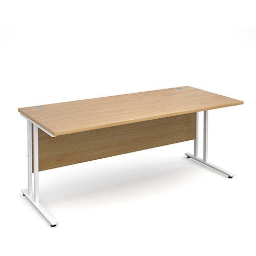 Maestro 25 WL straight desk 1800mm x 800mm - white cantilever frame, oak top