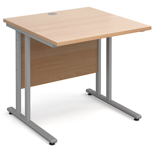 Maestro 25 SL straight desk 800mm x 800mm - silver cantilever frame, beech top Maestro 25 SL straight desk 800mm x 800mm - silver cantilever frame, beech top