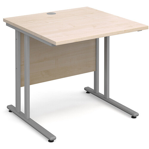 Maestro 25 SL straight desk 800mm x 800mm - silver cantilever frame, maple top