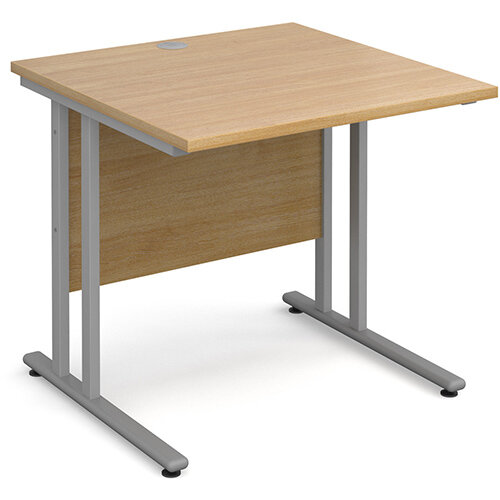 Maestro 25 SL straight desk 800mm x 800mm - silver cantilever frame, oak top Maestro 25 SL straight desk 800mm x 800mm - silver cantilever frame, oak top