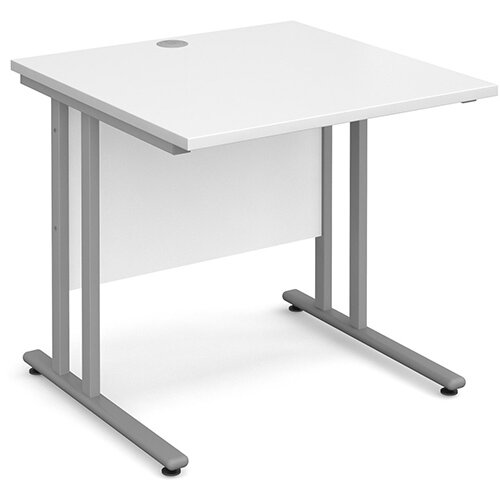 Maestro 25 SL straight desk 800mm x 800mm - silver cantilever frame, white top Maestro 25 SL straight desk 800mm x 800mm - silver cantilever frame, white top