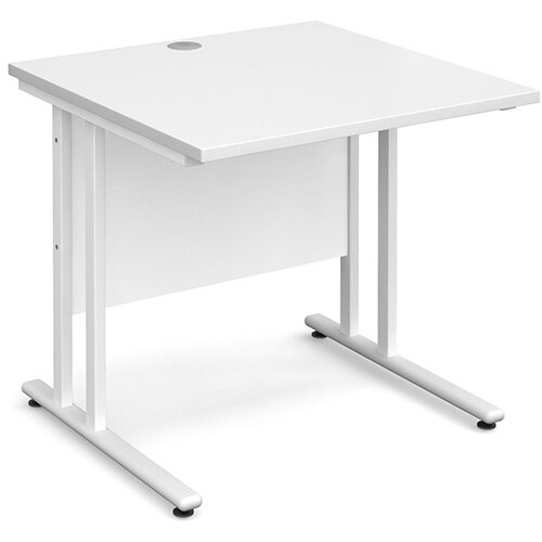 Maestro 25 WL straight desk 800mm x 800mm - white cantilever frame, white top