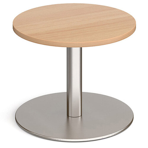 Monza Circular Beech Coffee Table with Flat Round Brushed Steel Base 600mm Monza Circular Beech Coffee Table with Flat Round Brushed Steel Base 600mm