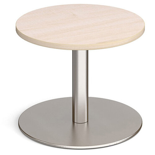 Monza Circular Maple Coffee Table with Flat Round Brushed Steel Base 600mm Monza Circular Maple Coffee Table with Flat Round Brushed Steel Base 600mm