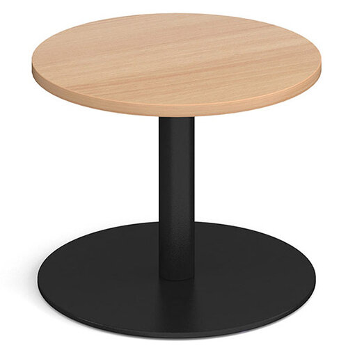 Monza Circular Beech Coffee Table with Flat Round Black Base 600mm