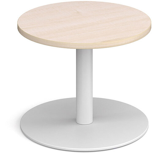 Monza Circular Maple Coffee Table with Flat Round White Base 600mm Monza Circular Maple Coffee Table with Flat Round White Base 600mm