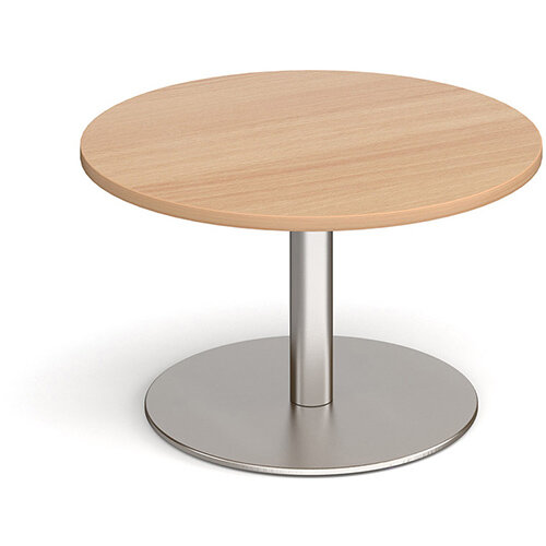 Monza Circular Beech Coffee Table with Flat Round Brushed Steel Base 800mm Monza Circular Beech Coffee Table with Flat Round Brushed Steel Base 800mm