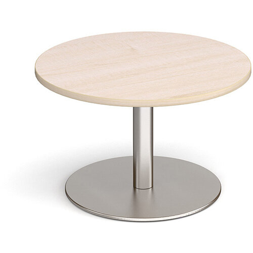 Monza Circular Maple Coffee Table with Flat Round Brushed Steel Base 800mm Monza Circular Maple Coffee Table with Flat Round Brushed Steel Base 800mm