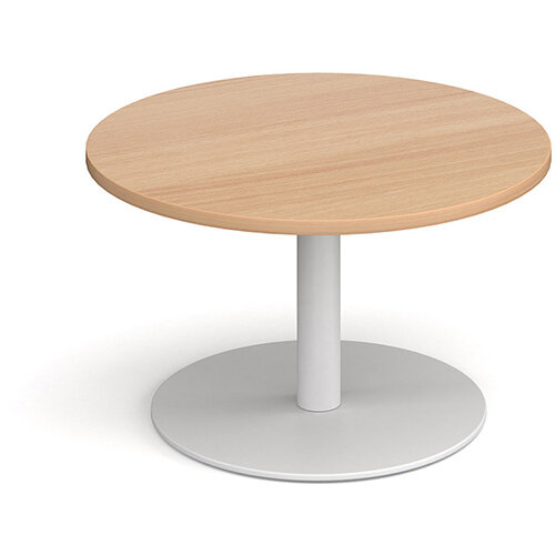 Monza Circular Beech Coffee Table with Flat Round White Base 800mm