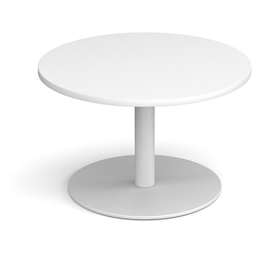 Monza Circular White Coffee Table with Flat Round White Base 800mm