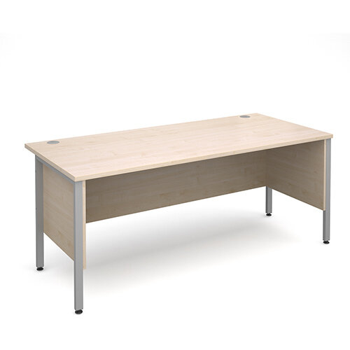 Maestro 25 SL straight desk with side modesty panels 1800mm x 800mm - silver H-Frame, maple top Maestro 25 SL straight desk with side modesty panels 1800mm x 800mm - silver H-Frame, maple top