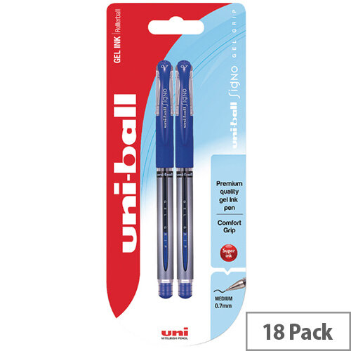 Uni-Ball Signo Gel Grip Blue Blister Pack Pack of 18 153486456 Uni-Ball Signo Gel Grip Blue Blister Pack Pack of 18 153486456